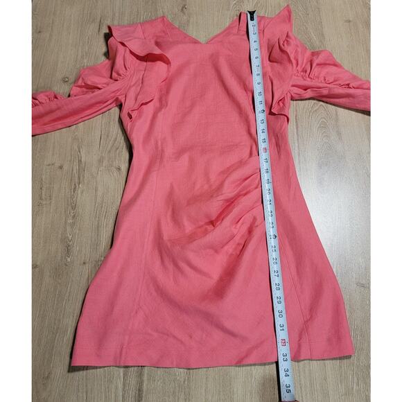 Audette Size Large Linen Tencel Eclipse Dress Ruche Coquette Ruffle Glam Party - Picture 13 of 14